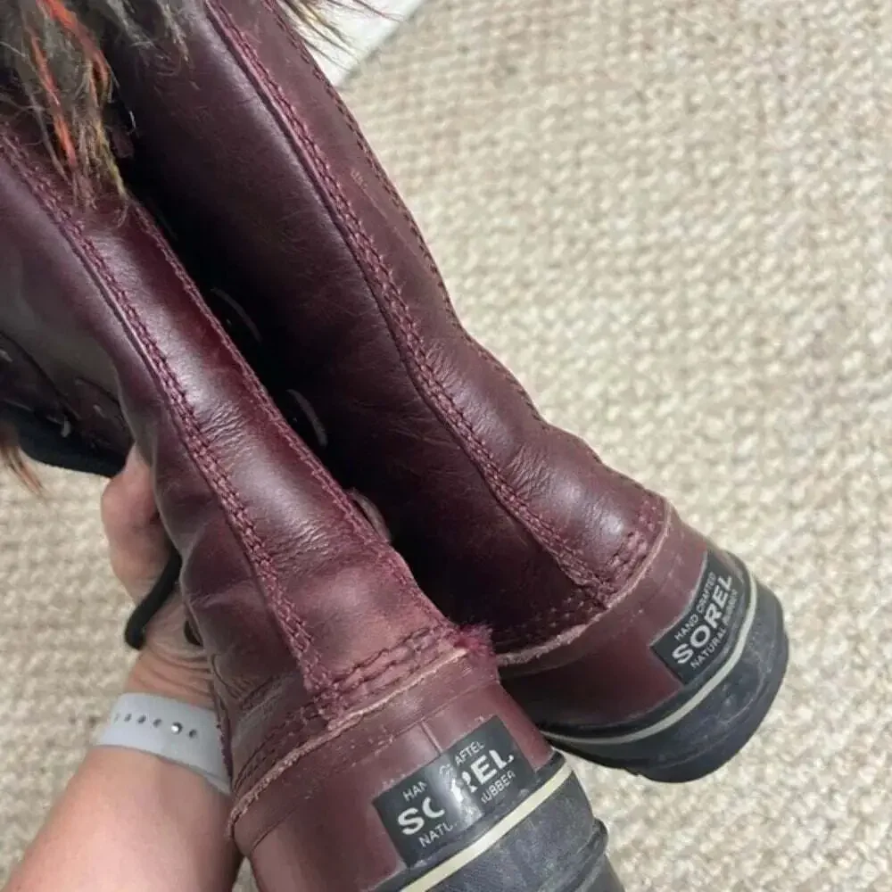 Sorel Joan of Arctic Faux Fur Waterproof Snow Boots in Red  Wood
